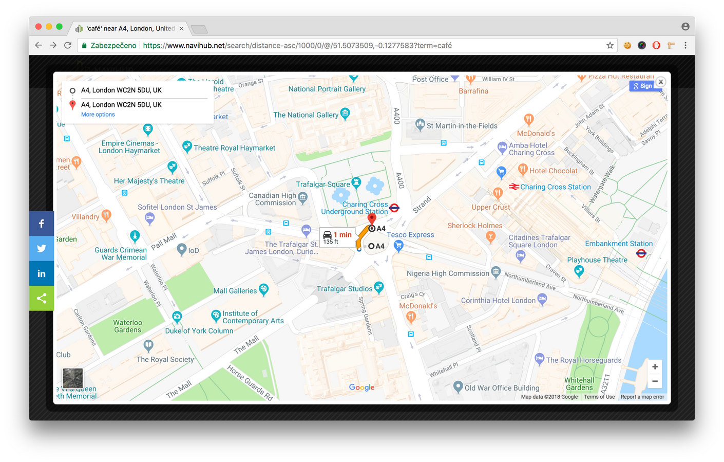 Map with a route Map with a route